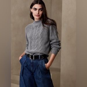 Banana Republic heather gray Pura Merino-Blend Sweater XS